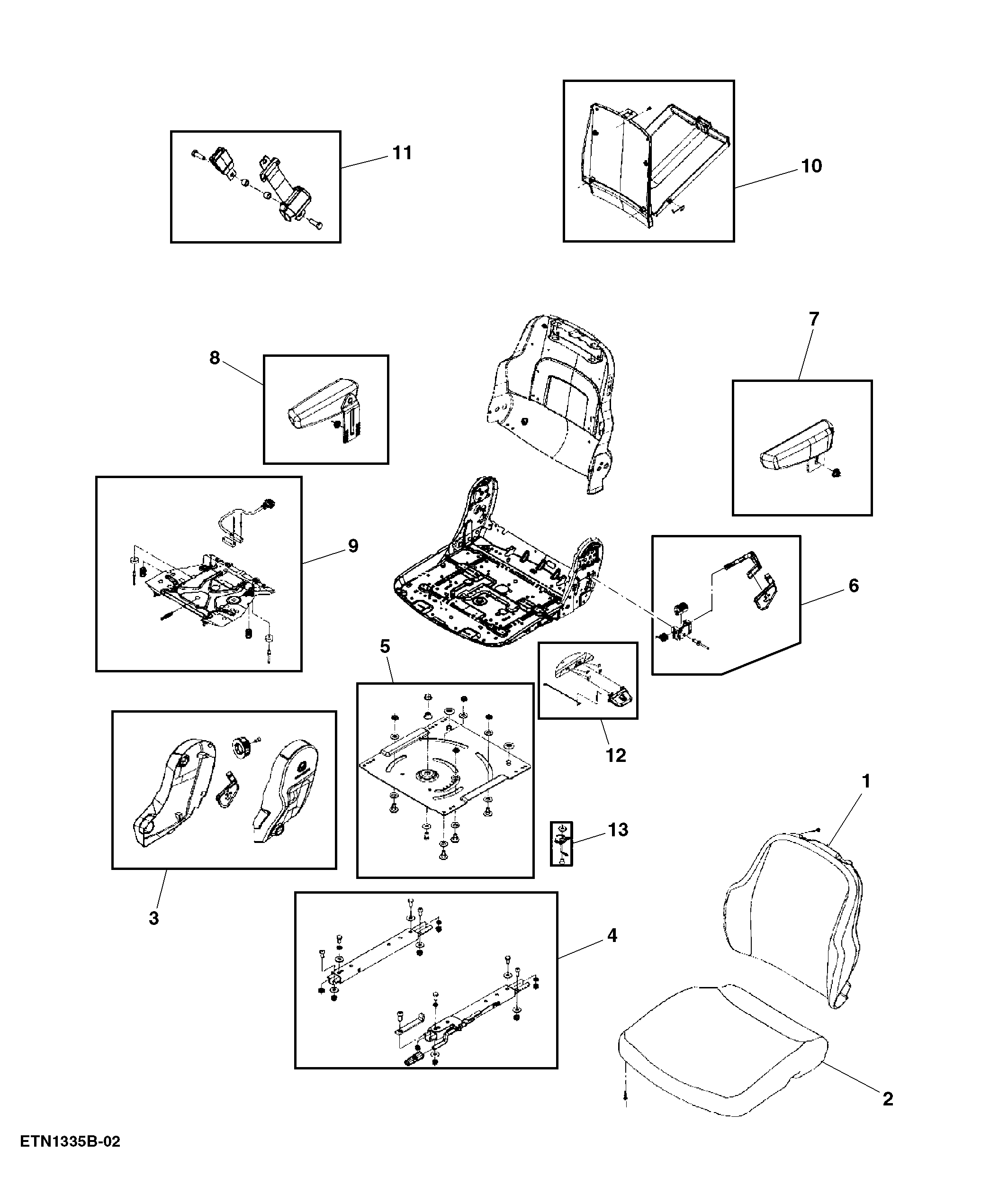 Seat Assembly, Deluxe Open Operator’s Station (2/3)