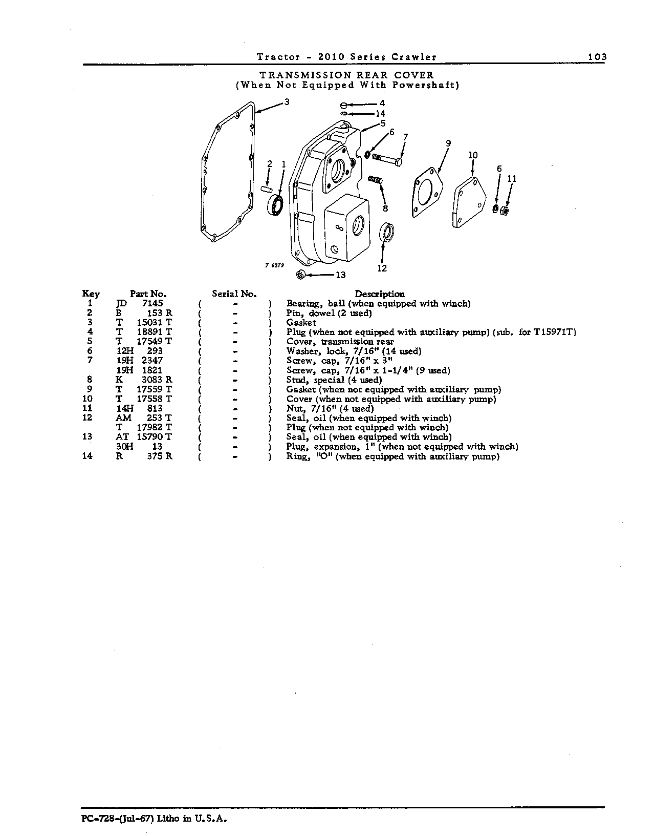 Cover, transmission rear (when not equipped with powershaft)