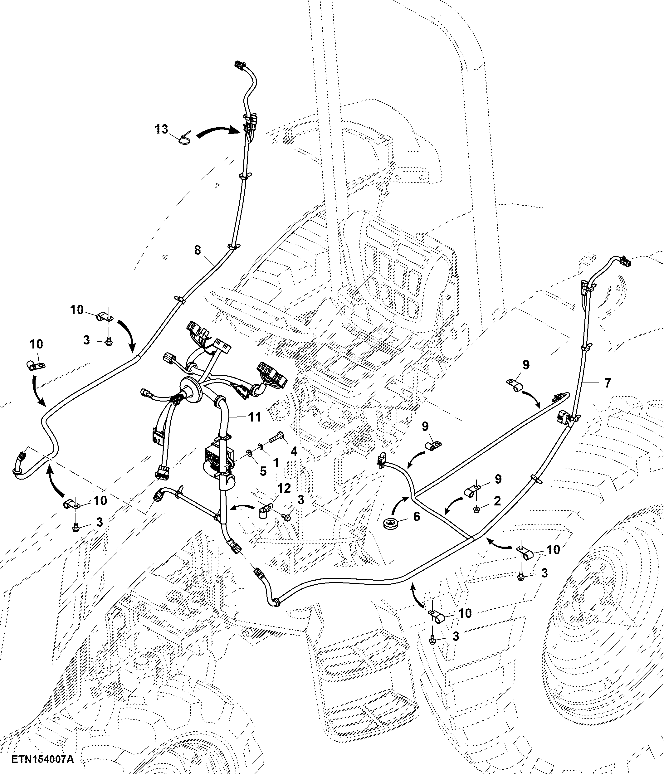 Rear Wiring Harness, 8X2 Transmission, W/ Mid Control Valve