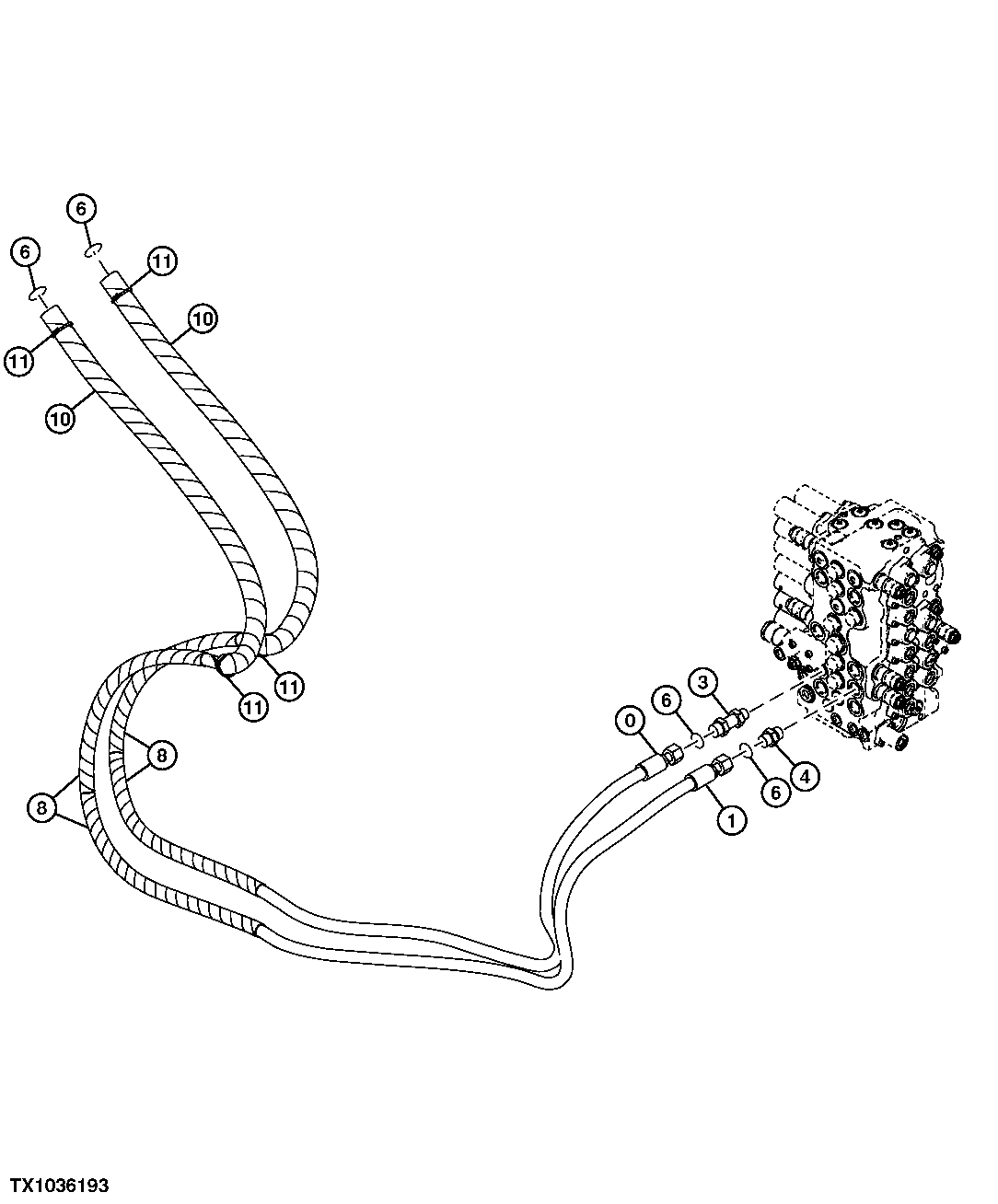 Control Valve Lines To Boom (Bucket Cylinder)