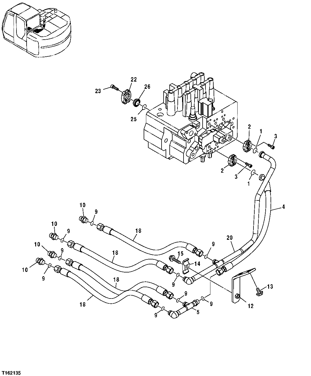 MAIN HYDRAULIC LINES (CONTROL VALVE TO BOOM CYLINDER)