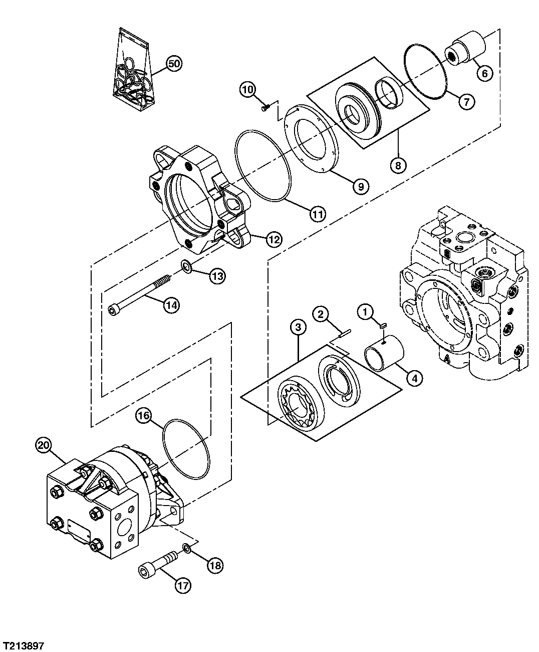 Right Hydrostatic Charge Pump and Main Hydraulic Pump