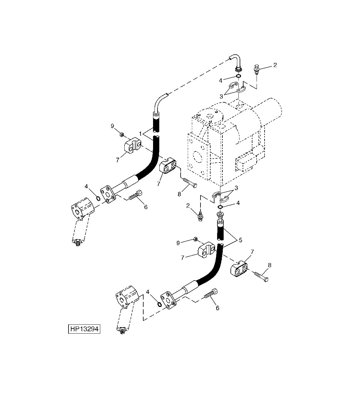 HYDROSTATIC DRIVE HOSES, UPPER (FOUR WHEEL DRIVE)
