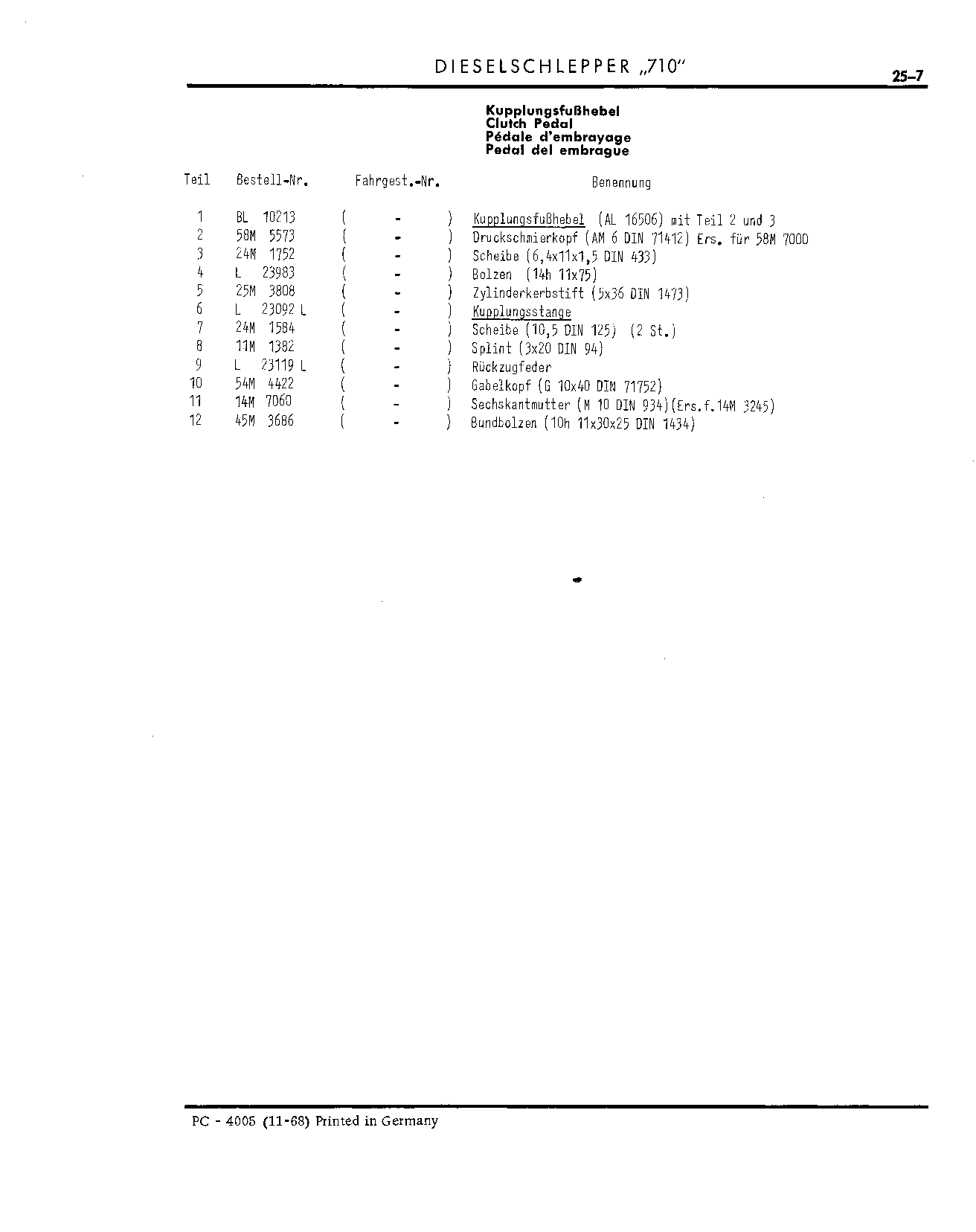 Clutch Pedal (Continued)
