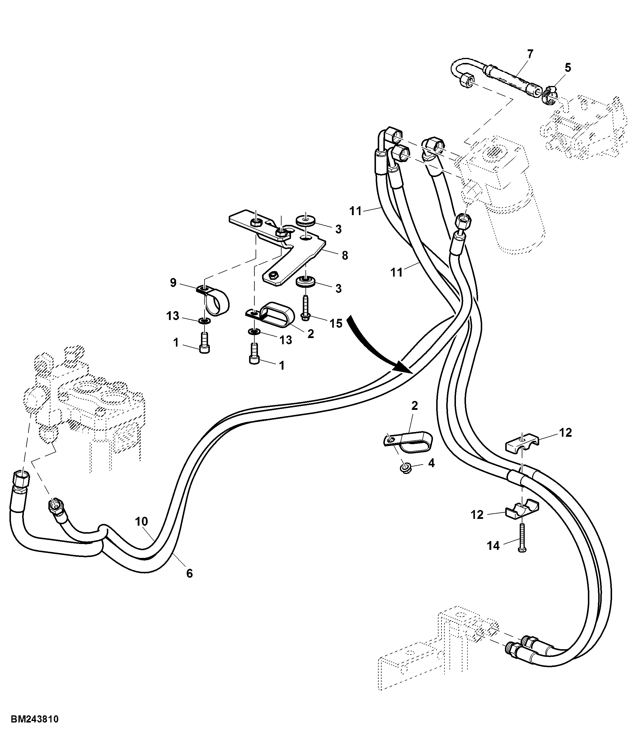 HYDROSTATIC STEERING, OIL LINES (OPEN OPERATOR'S)