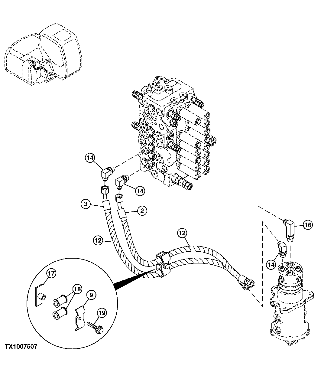 HYDRAULIC HOSES (CONTROL VALVE TO ROTARY MANIFOLD-RIGHT PROPEL)
