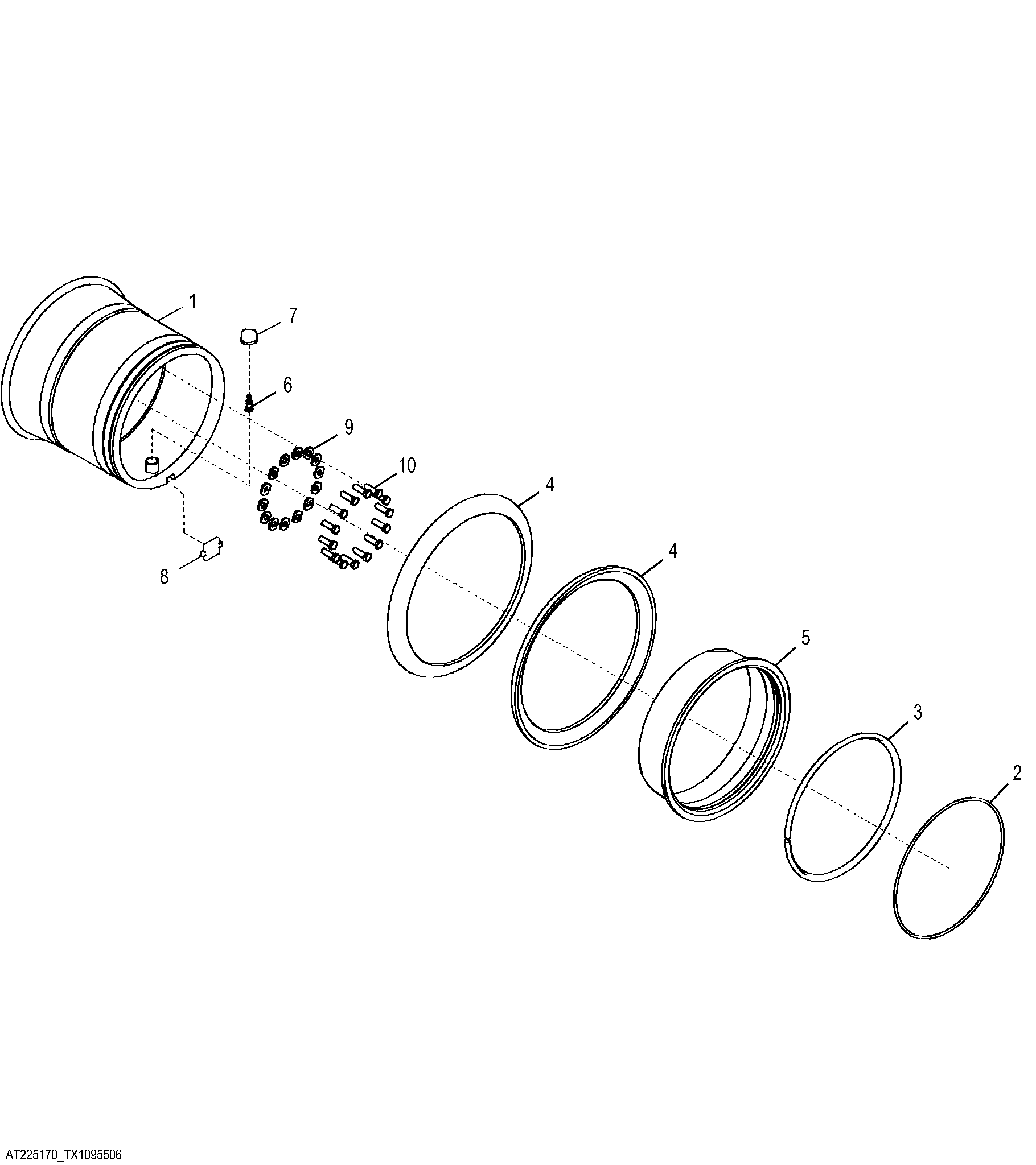 Heavy Duty 5-Piece Rim (23.5R25 Tire) ( - 607766)