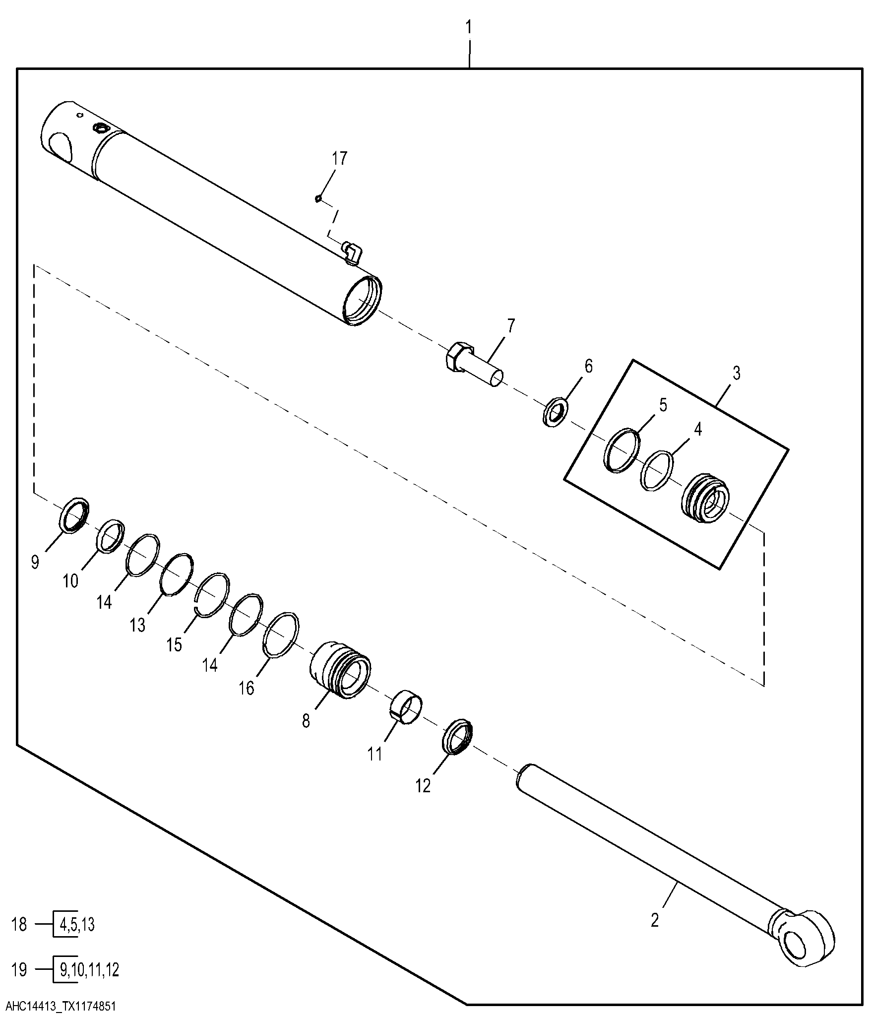 Replacement Stabilizer Cylinders (RH) For 310G (Marked AHC14414)