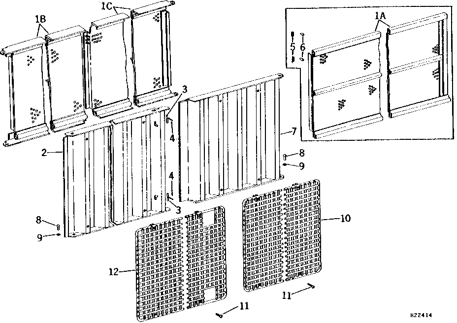 ENGINE COMPARTMENT MIDDLE DOOR LOUVERS AND SCREENS ( - 111900)