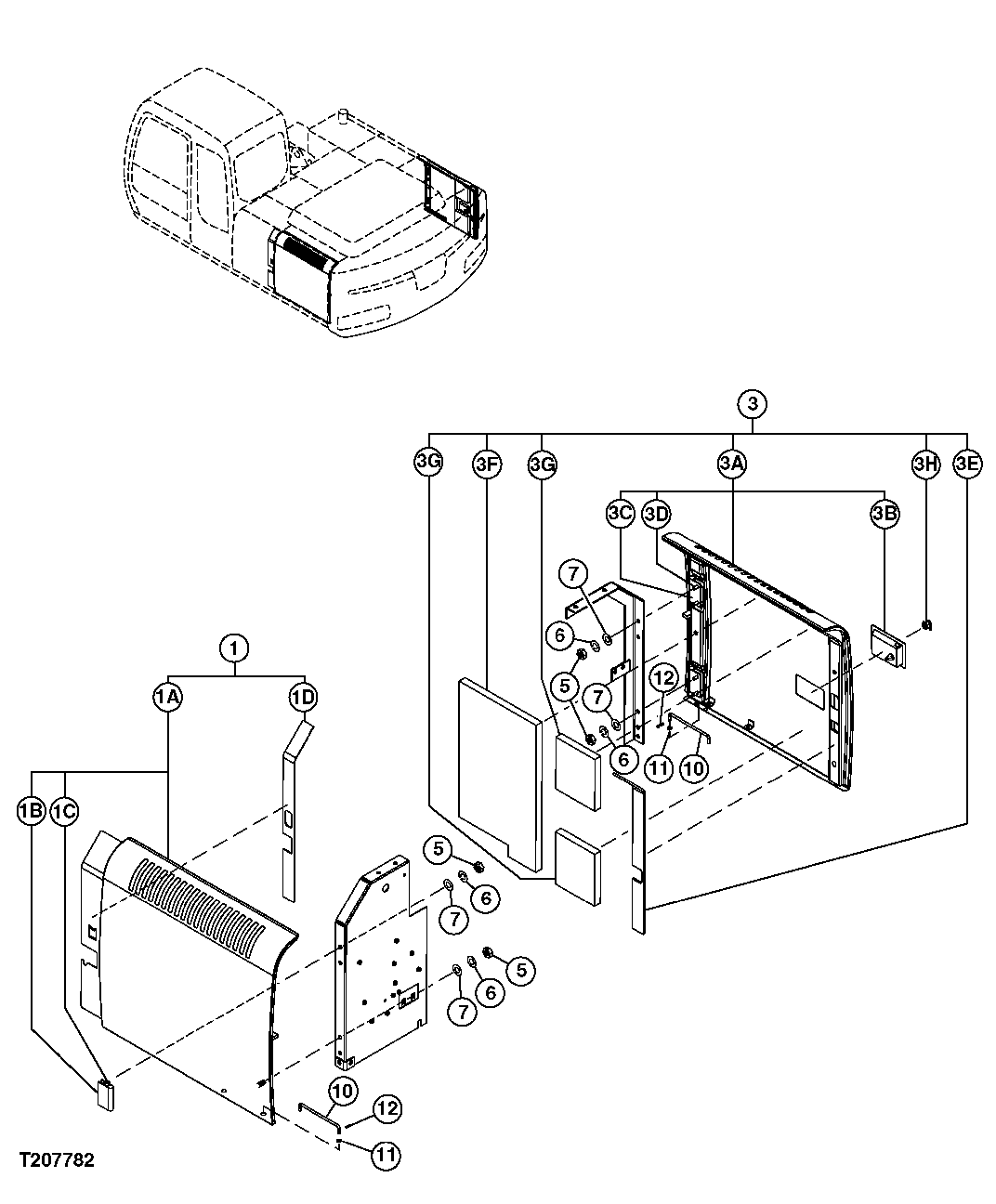 RADIATOR AND HYDRAULIC PUMP COMPARTMENT ACCESS DOORS