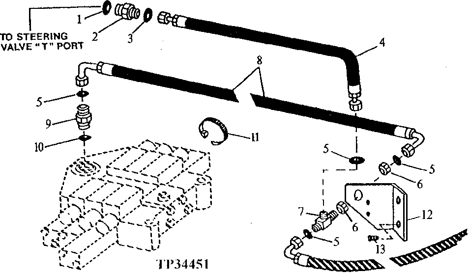 LOADER CONTROL VALVE AND STEERING VALVE RETURN HOSES ( - 544804)