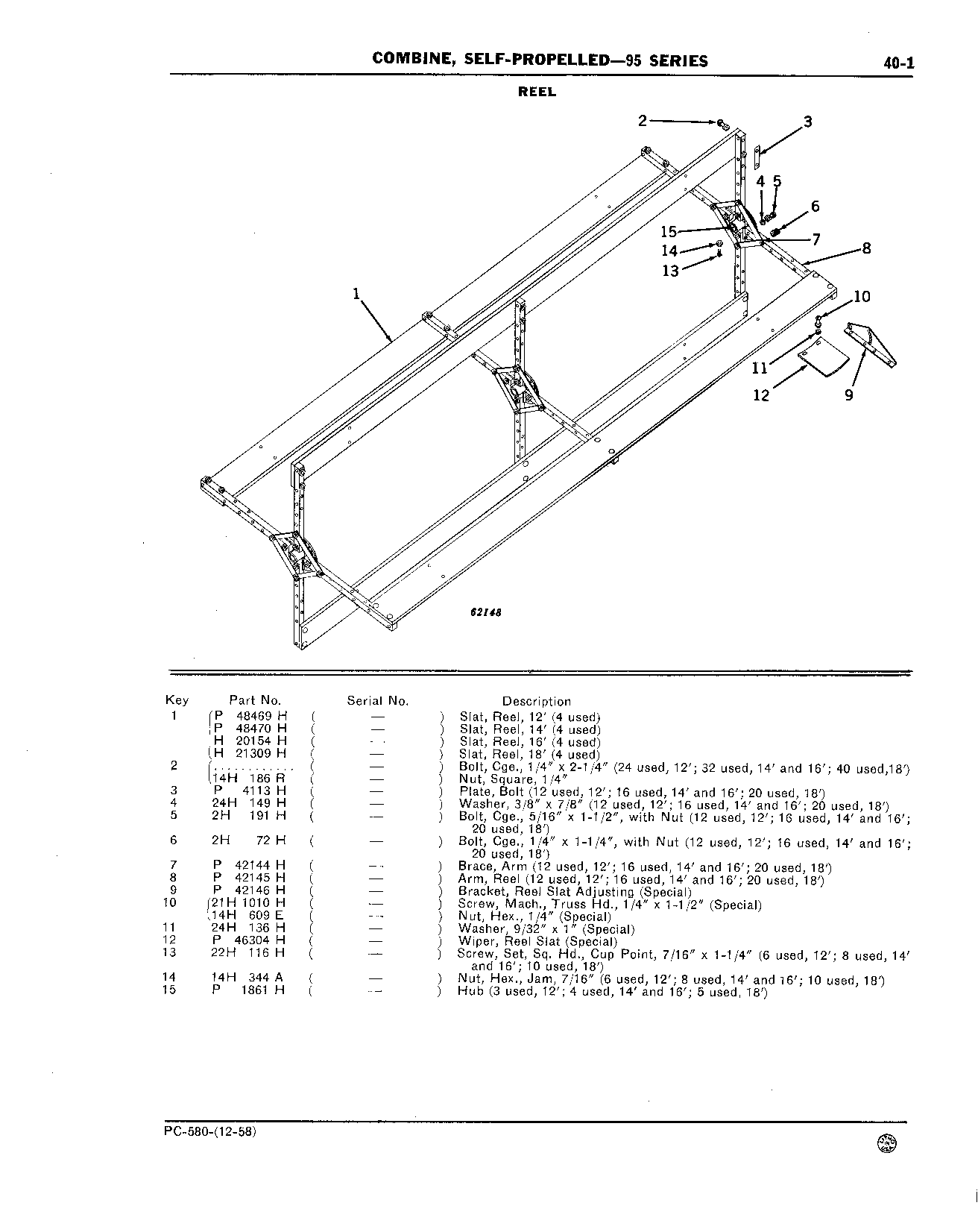 Reel, Support Arms, Drive Shaft, and End Shields