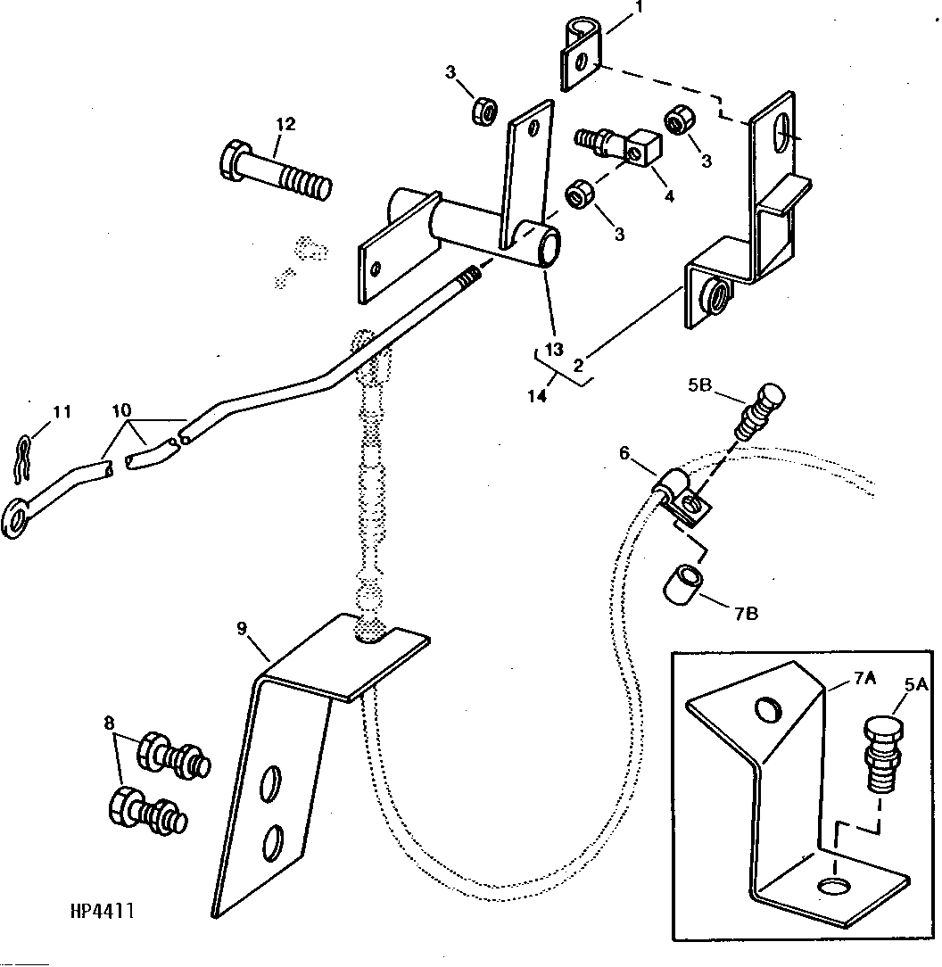 THROTTLE LINKAGE, BELL CRANK, AND CABLE SUPPORTS