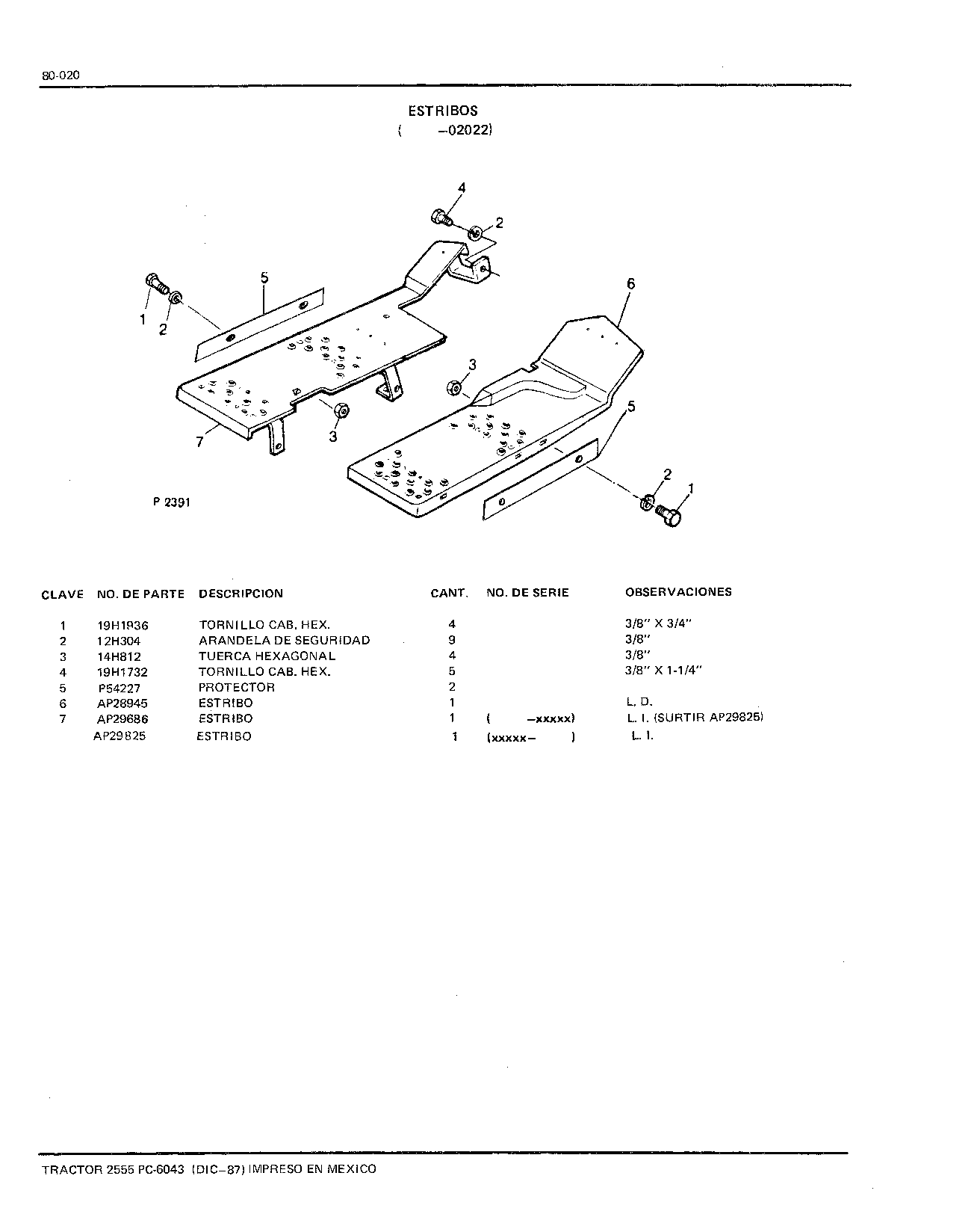 Soporte y Estribo Adicional (Continued)