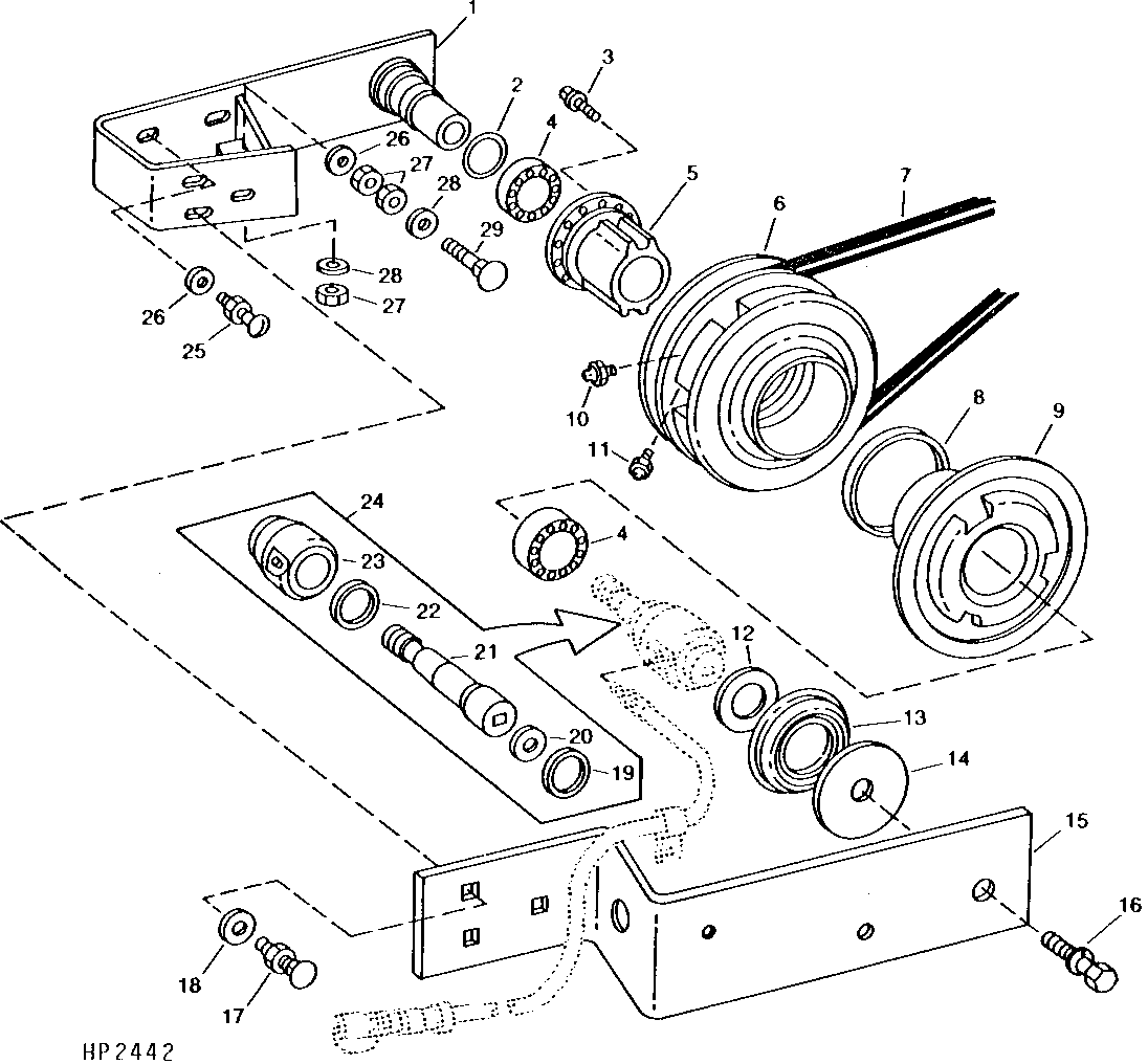 VARIABLE DRIVE UPPER COUNTERSHAFT, SHEAVES, AND SUPPORTS