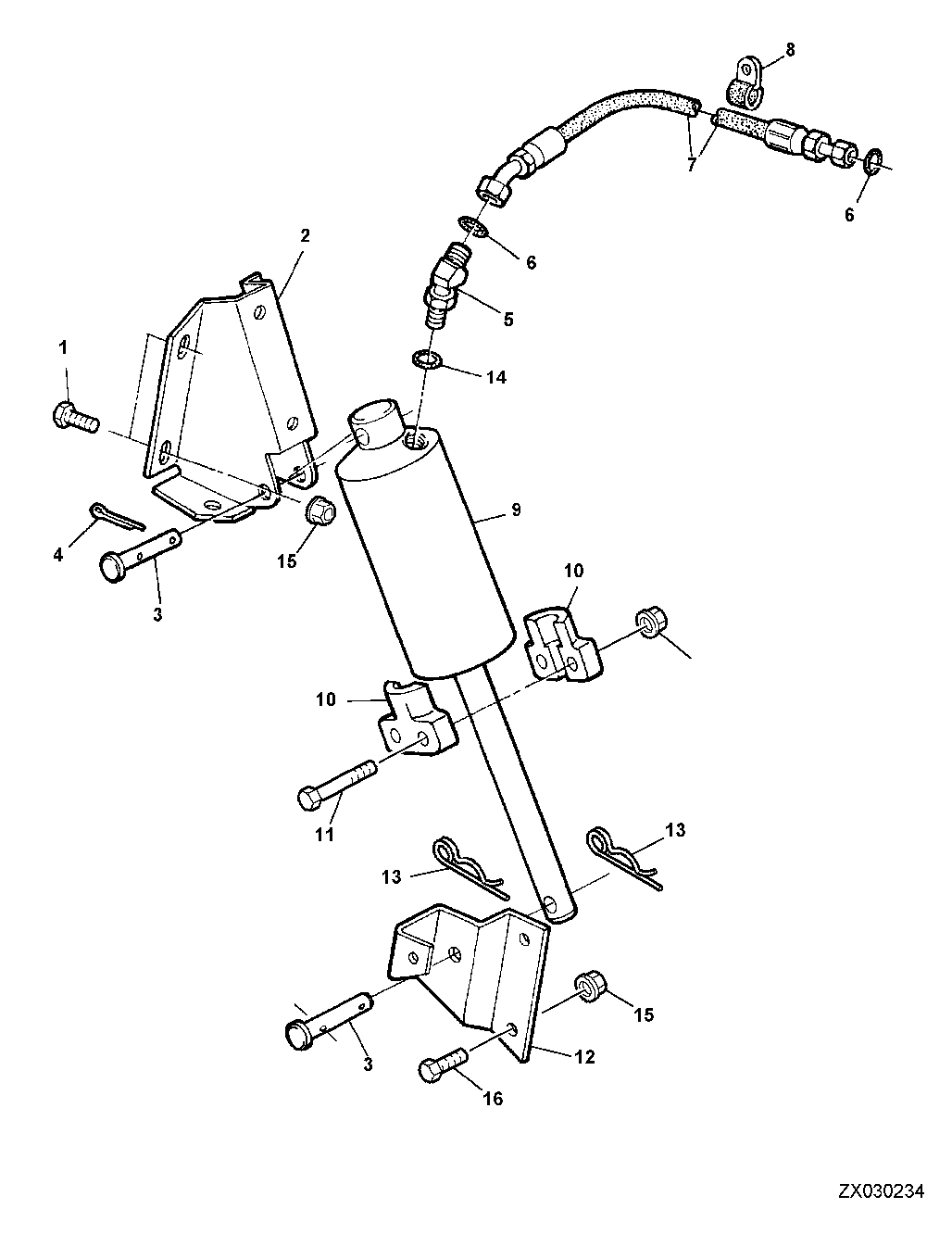 GRAIN TANK UNLOADING DRIVE CYLINDER WITH MOUNTING AND HOSE