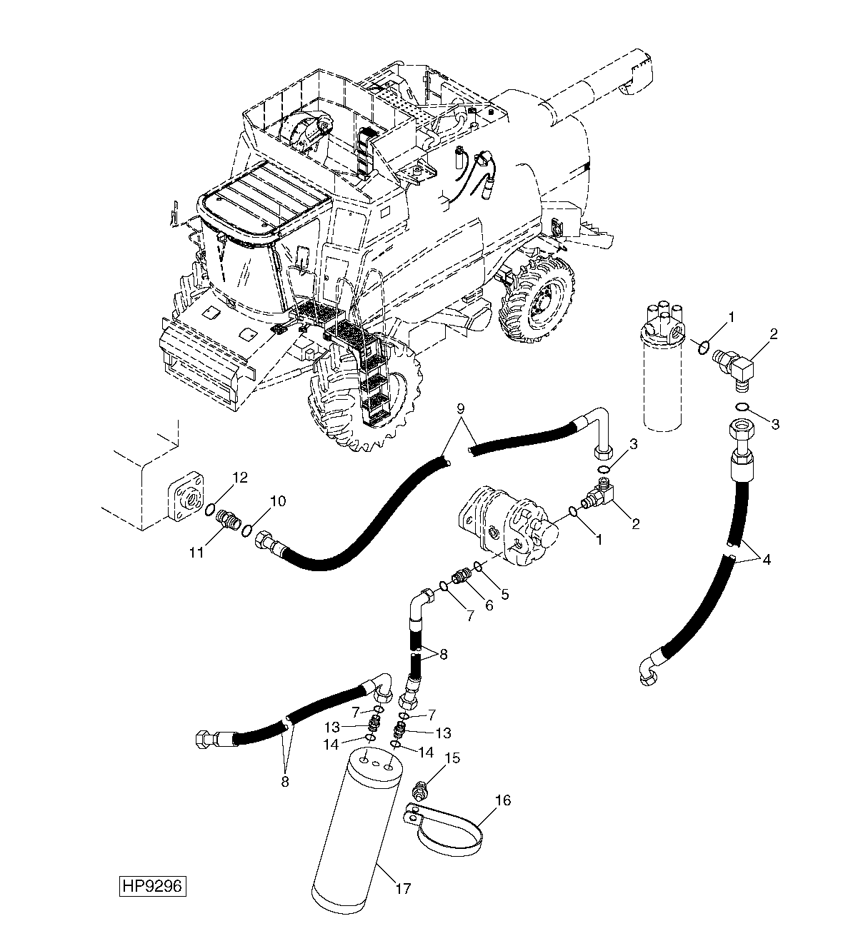 Hydraulic Steering Hoses, Upper And Attenuator