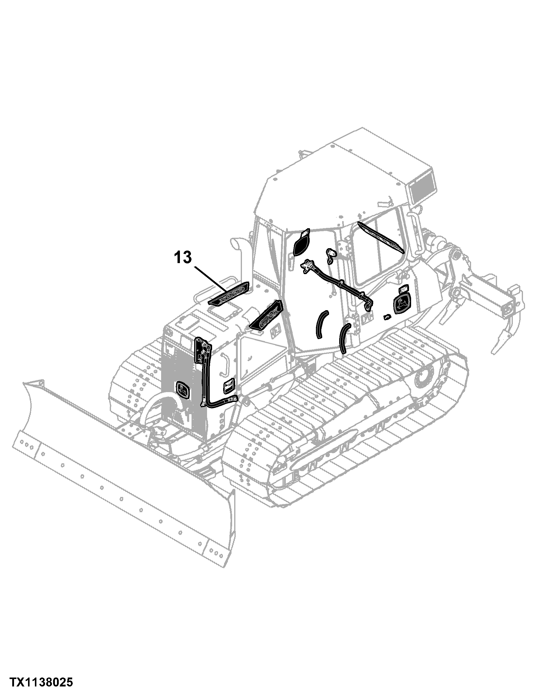 650K Crawler Dozer (PIN: 1T0650KX_ _E216396 - 275533) Engine 4045HT070