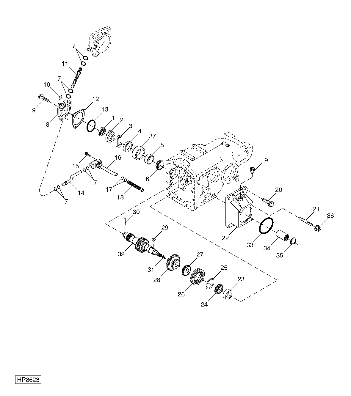 Transmission Input Shaft, Gears, Lube Pump and Bearings