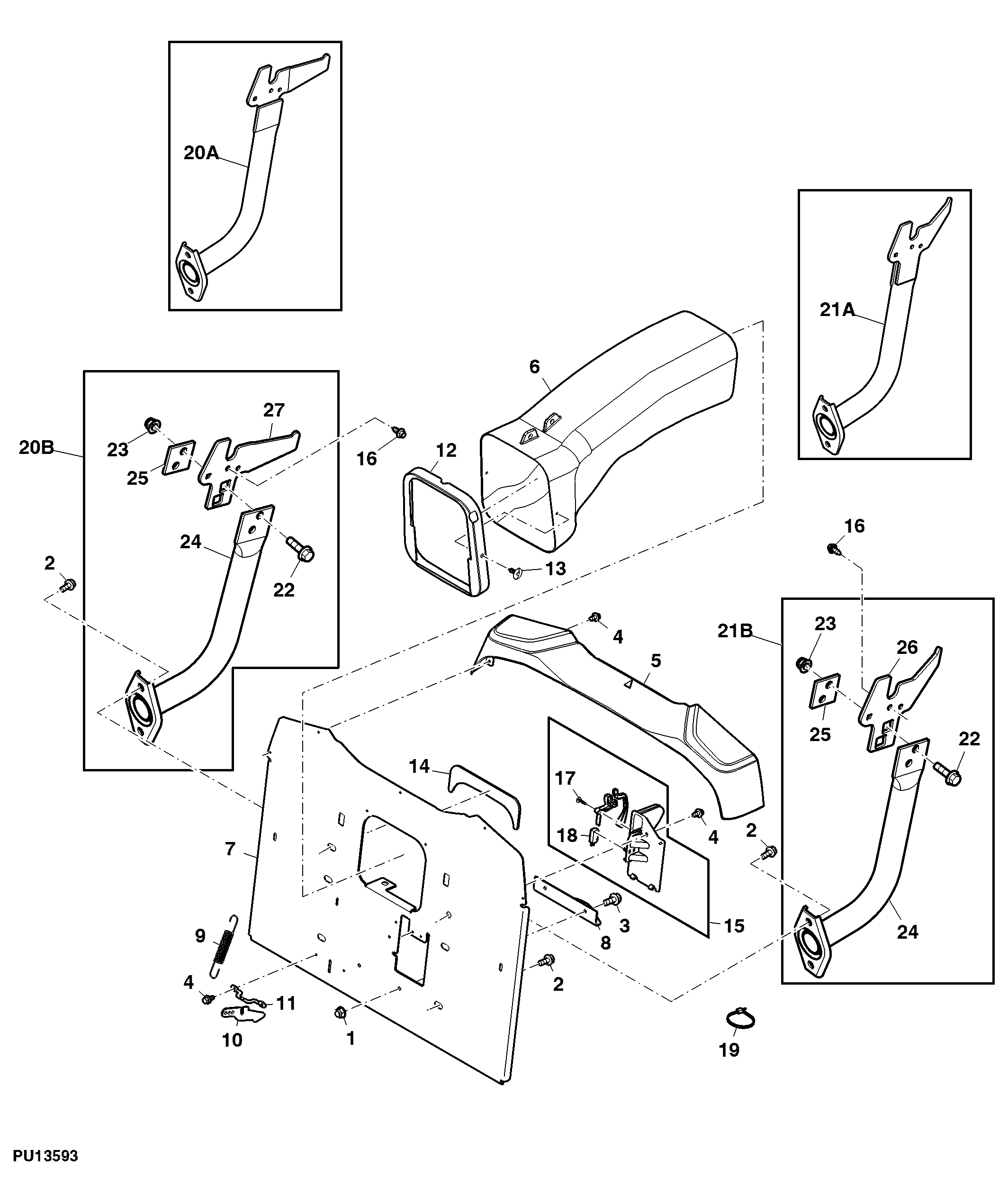 Chute and Mounting Brackets Assembly (020001 - 100001)
