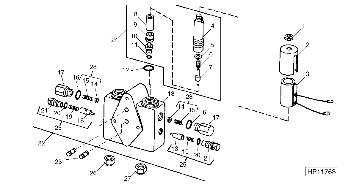 SOLENOID CONTROL VALVE FOR AUGER SWING, REEL FORE/AFT AND LATERAL TILT