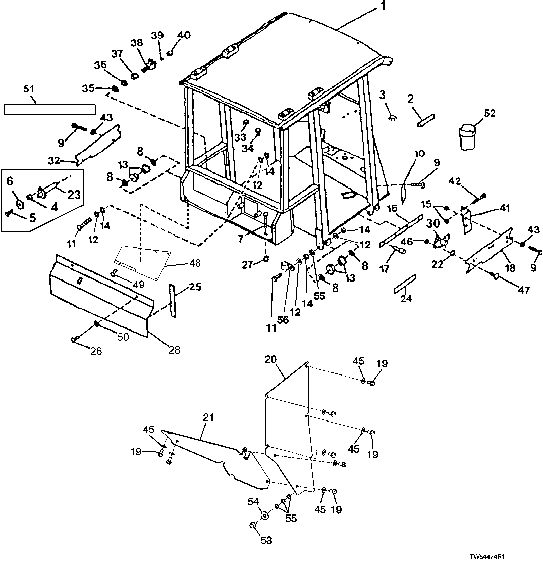 ROPS, CAB AND CANOPY MOUNT, BATTERY COVER, ACCESS COVERS