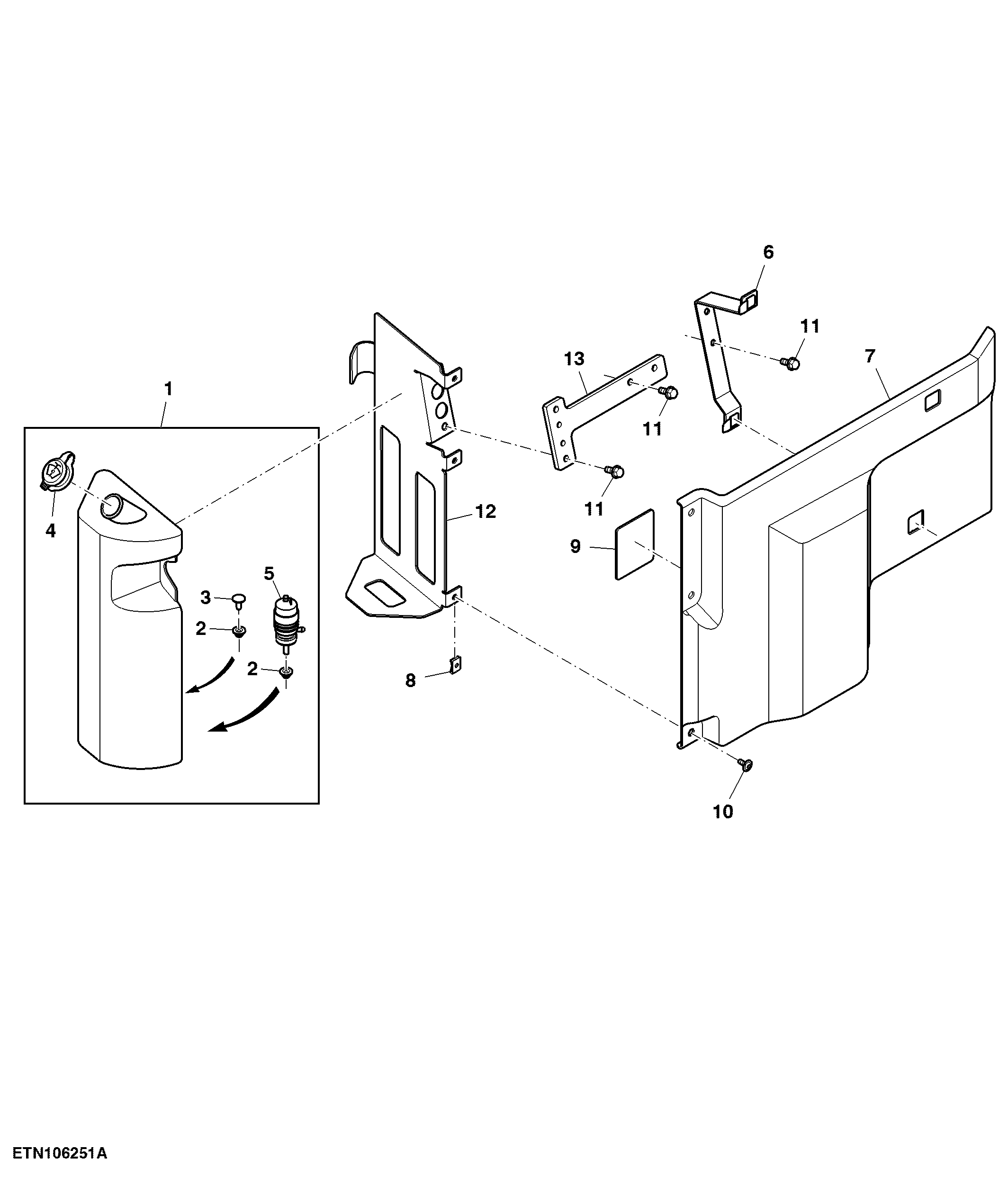 Reservoir, Windshield Washer, W/ Front Loader