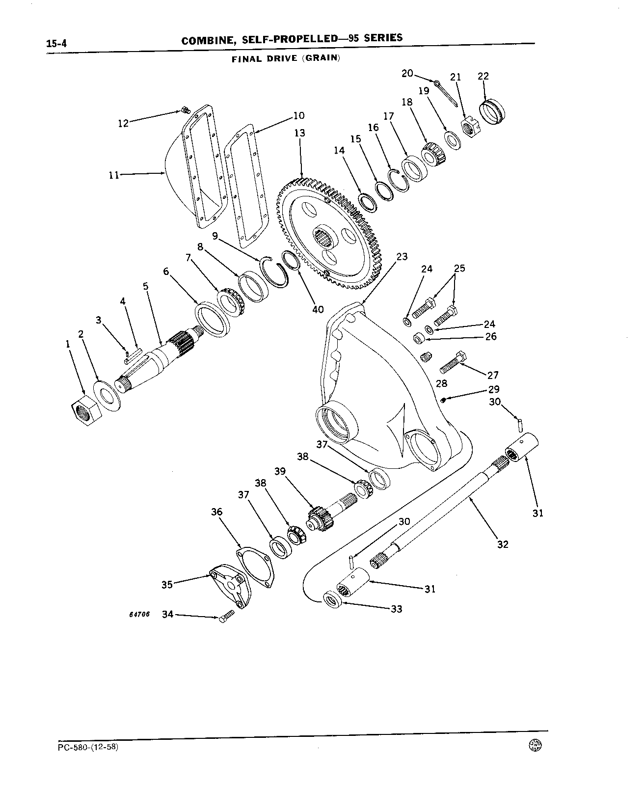 Main Wheel Axle Support, Transmission Clutch, Brakes, and Shields (Continued)