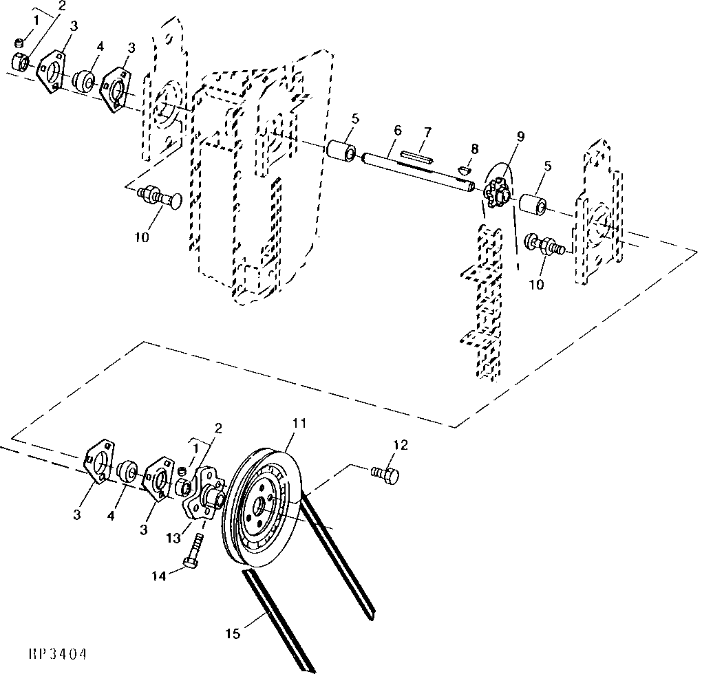 UPPER CLEAN GRAIN ELEVATOR SHAFT, SPROCKET AND SHEAVE