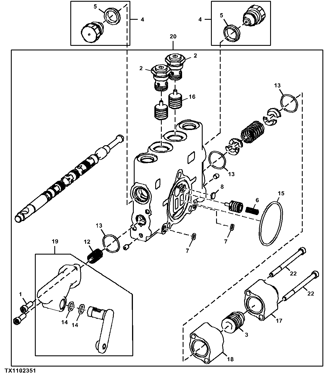Right Auxiliary Valve Section Without Float, Standard Controls