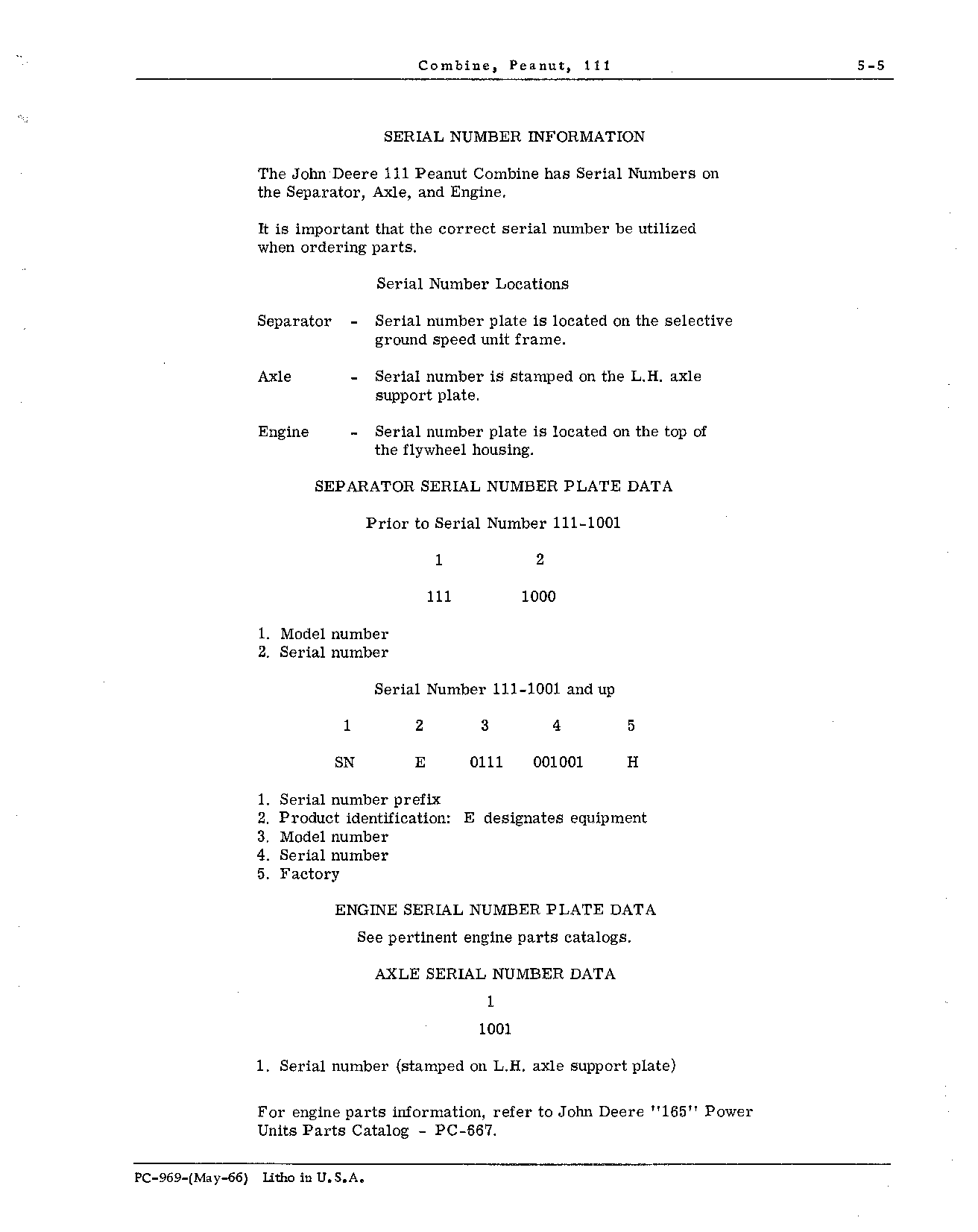 Engine: Parts information (see PC-667-"165" power unit) (Continued)