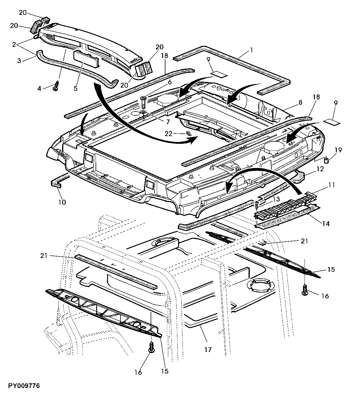 HEADLINER, HEADLINER TRIM (WITH HINGED HATCH)