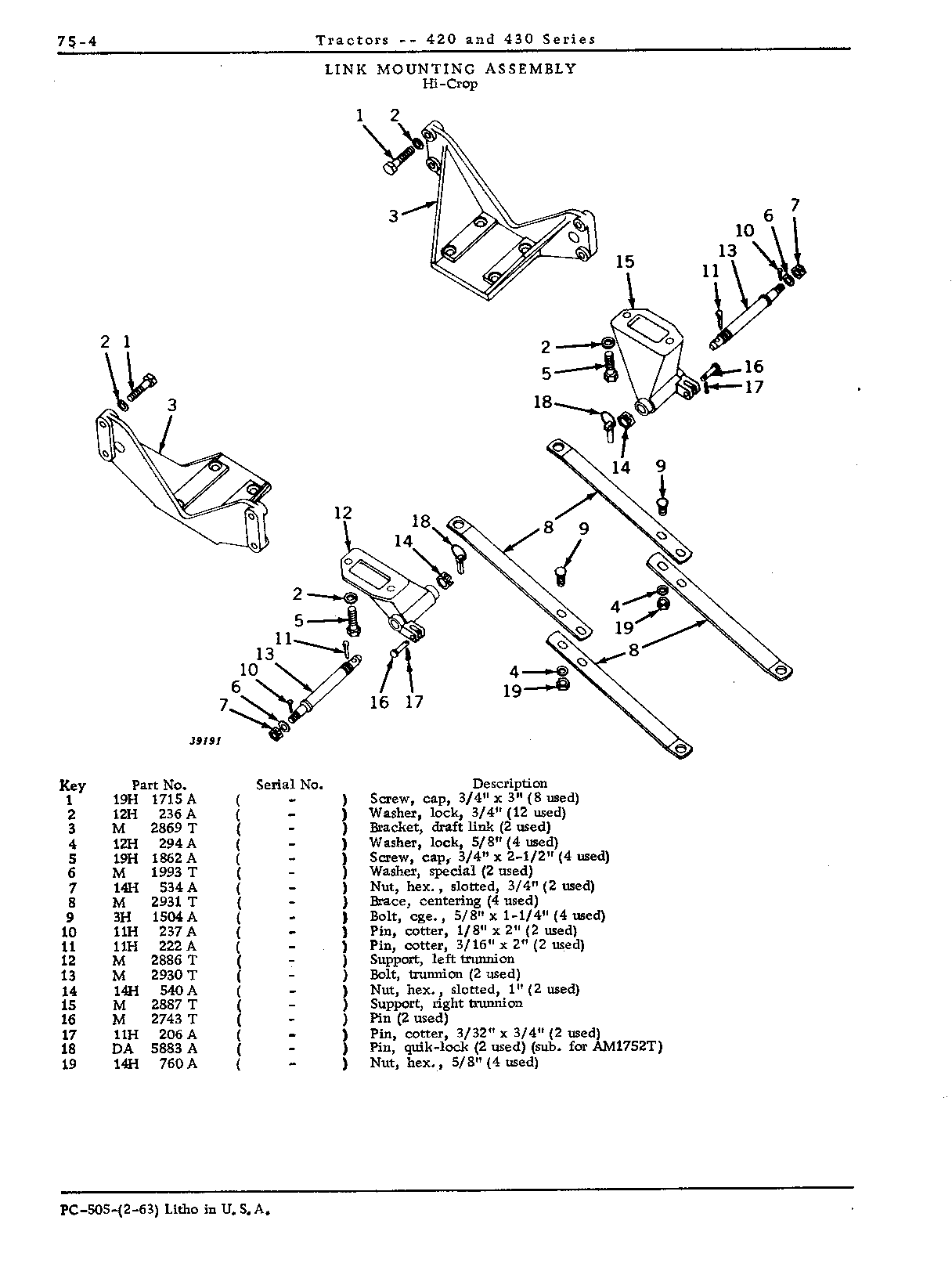 Link, mounting (H)