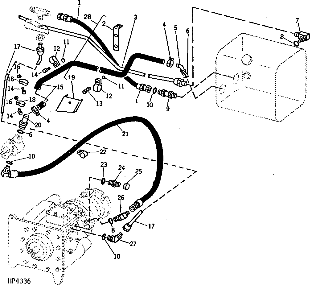 Hydrostatic Drive Lower Oil Lines and Hoses, Sundstrand ( - 556300)