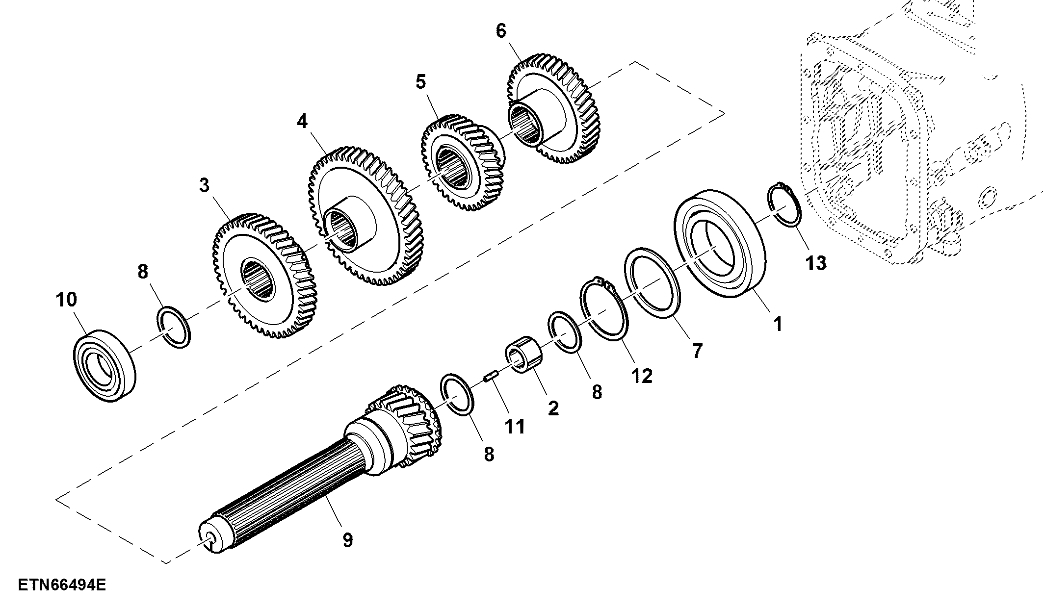 CounterShaft, W/ Electro-Hydraulic (Hi/LO), John Deere