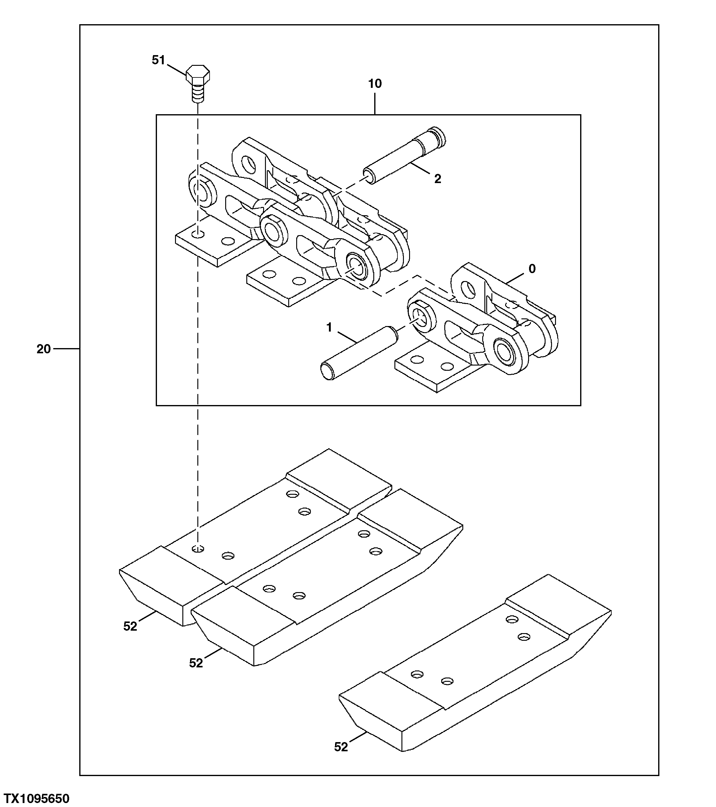 Track Chain Assembly, Rubber Pad Shoe (265622 - )