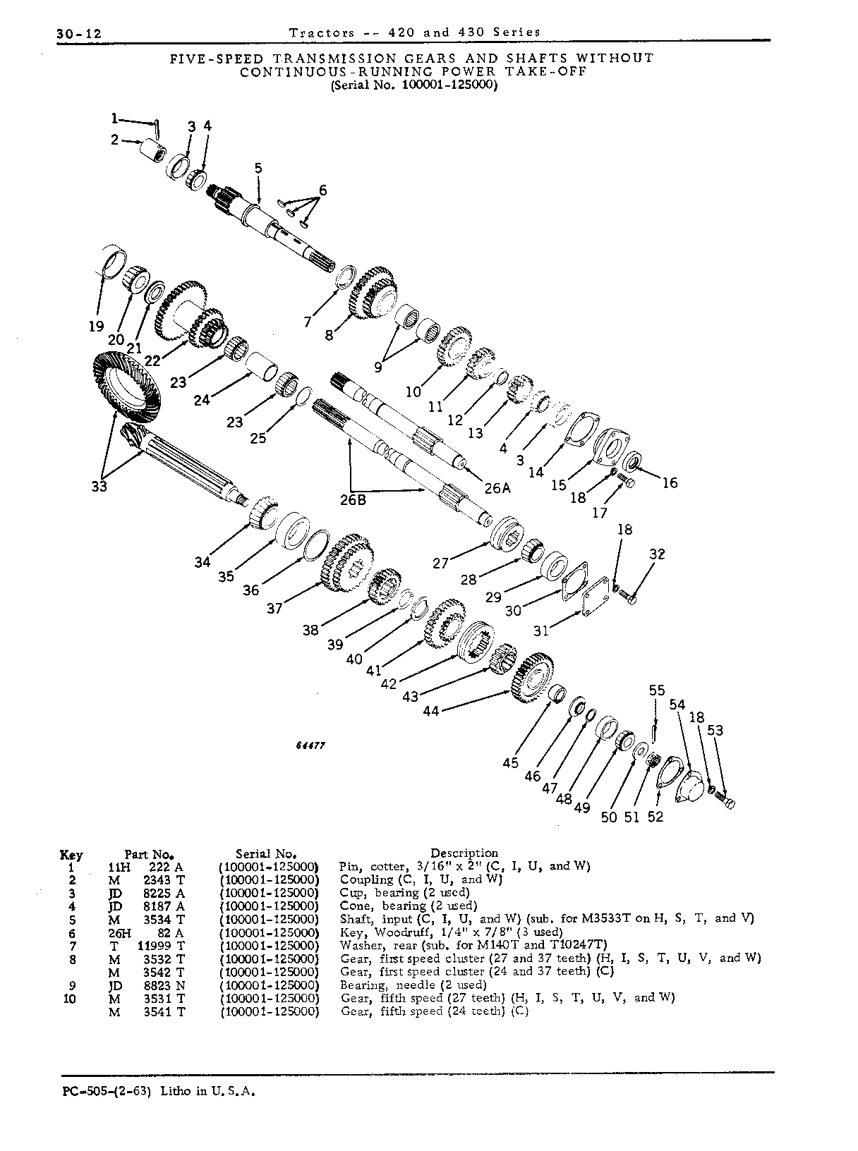 Powershaft, five-speed (100001 - 125000)