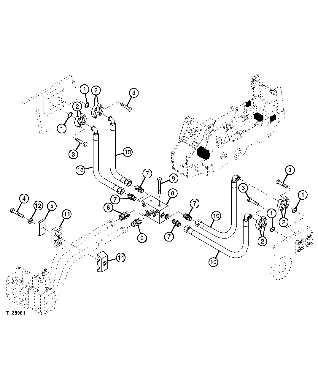 Auxiliary Hydraulic Junction Block And Hoses