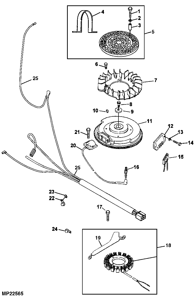 Flywheel, Screen, and Engine Electrical Parts
