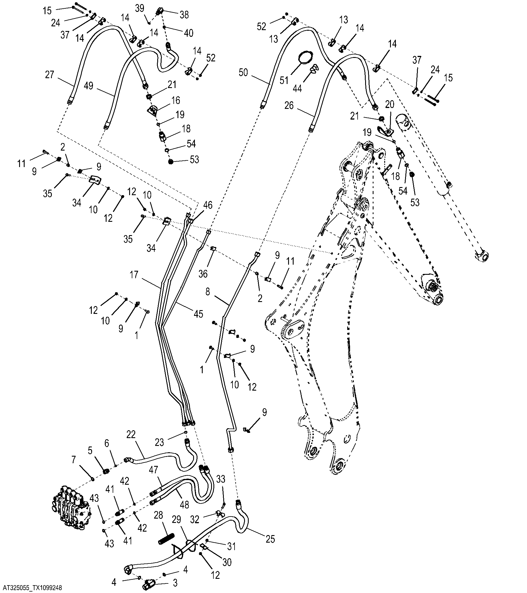 Dipperstick Plumbing with Auxiliary Hydraulics ( - 244262)