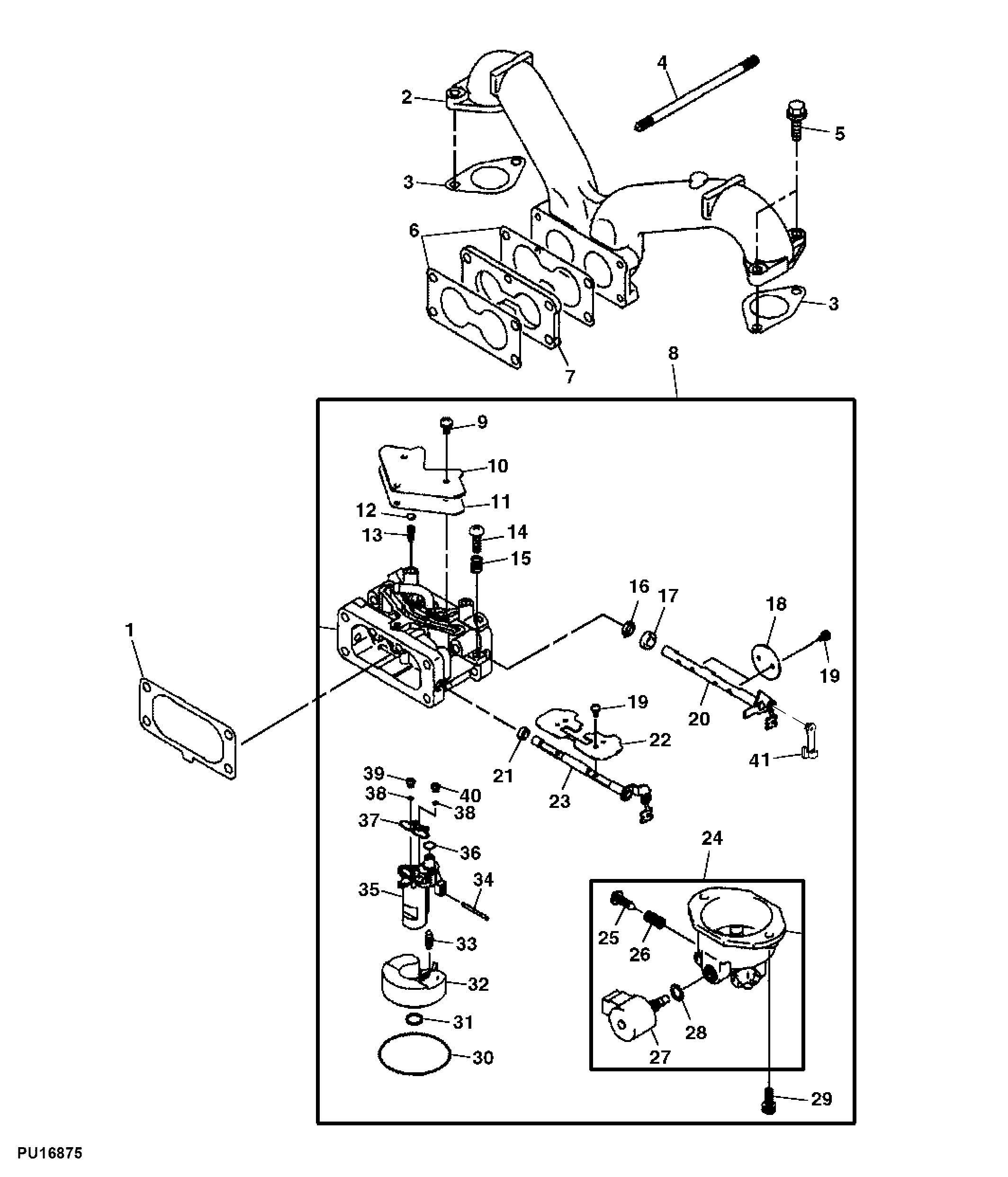 Carburetor and Intake Manifold (Carburetor Marked 15003-7114)