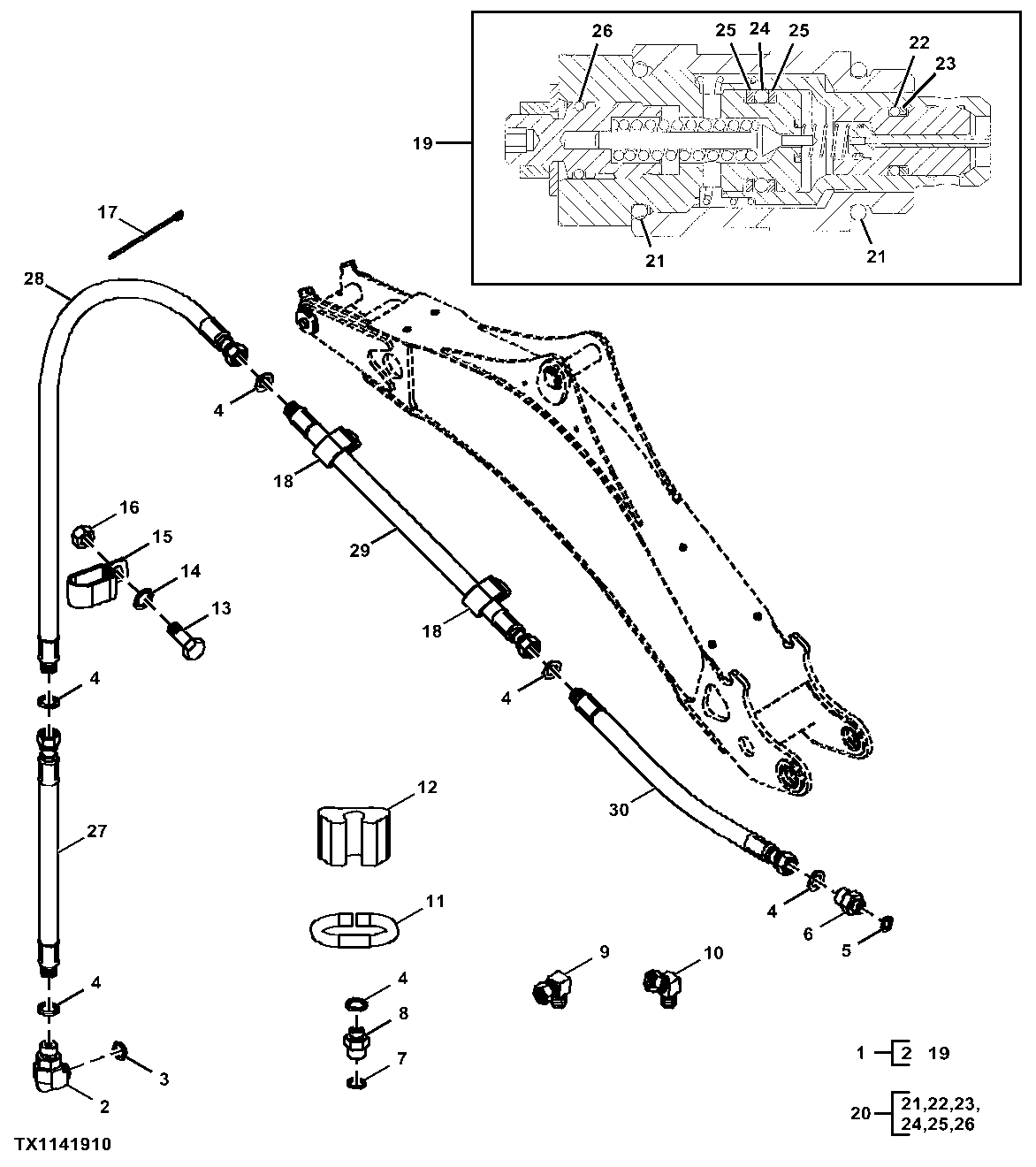 Auxiliary Backhoe Hydraulic Plumbing Kit, 2 Way For Thumb, Clamp, Swinger, or Jaw Bucket