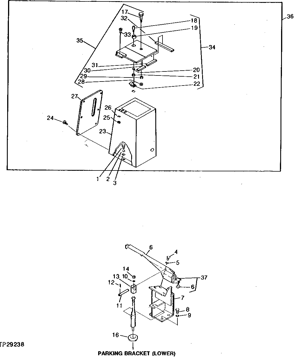 UPPER PARKING BRAKE LINKAGE AND LEVER (WITH CANOPY) (000103 - )