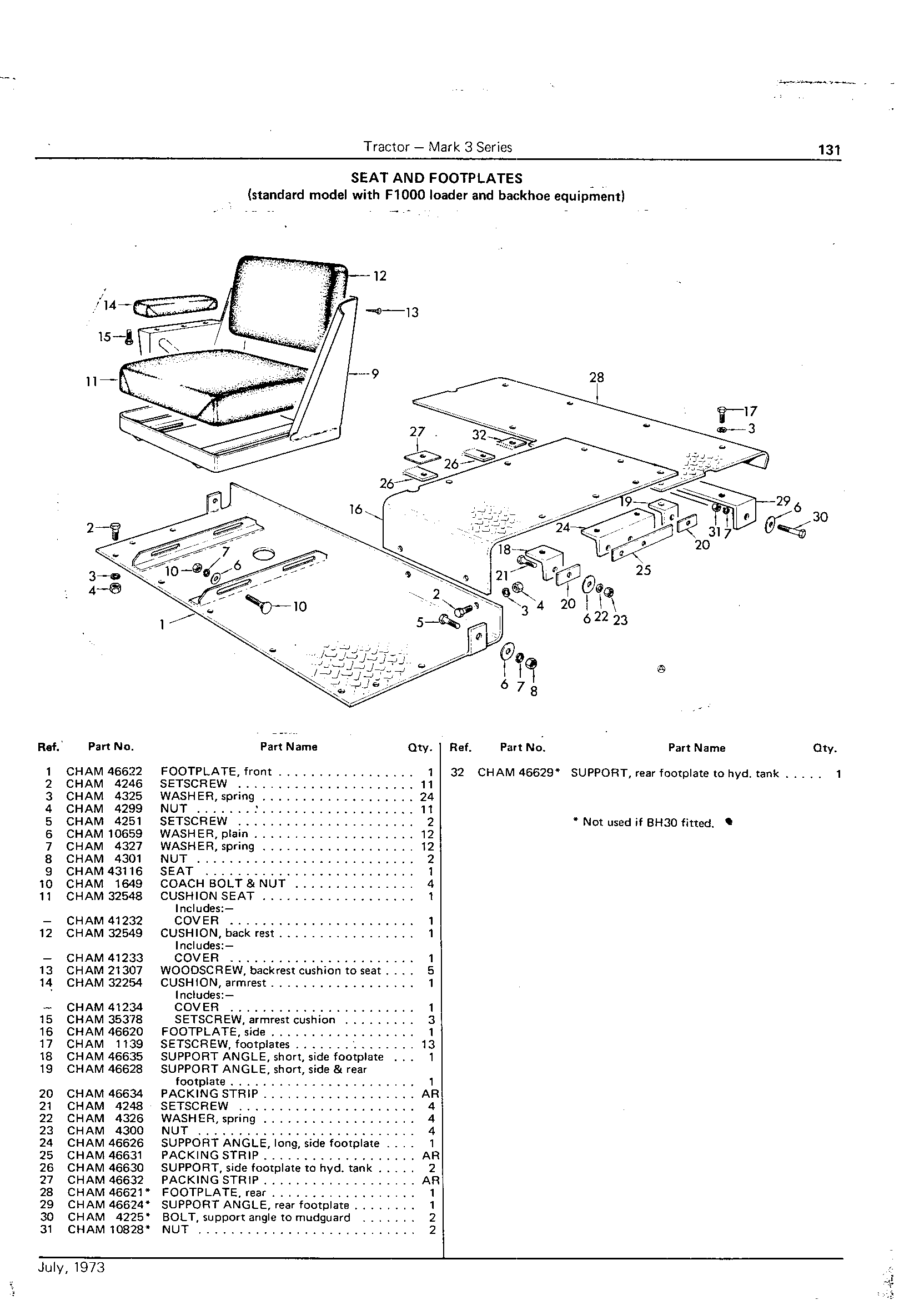 Seat and Footplate (F1000 loader with backhoe)