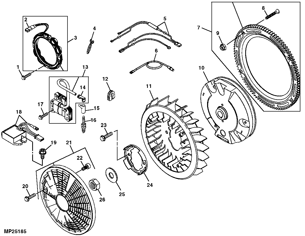 Flywheel, Screen and Engine Electrical Parts
