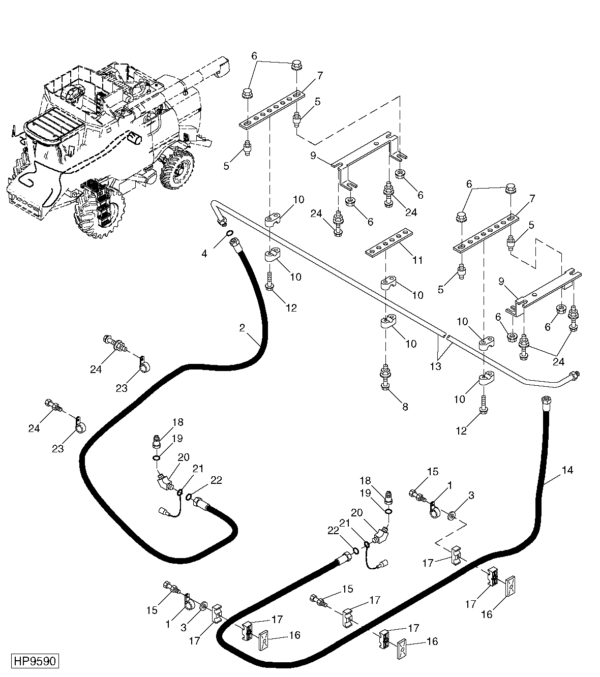 Reel Fore-And-Aft Hydraulic Lines And Hoses, Front (Optional) ( - 695400)
