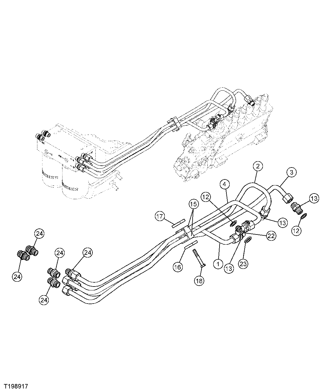 ENGINE FUEL FILTER TO FUEL INJECTION PUMP FUEL LINES (WITH SCRAPER PULLER)