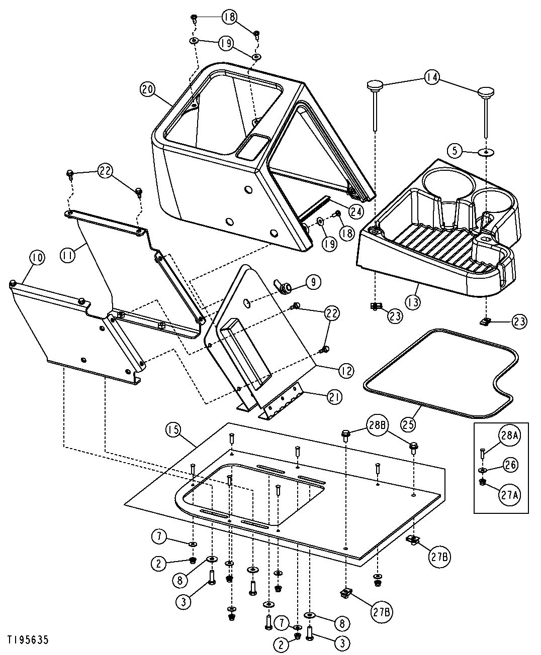 Right Side Console for Two-Lever Pilot Controllers, Canopy (585701 - )