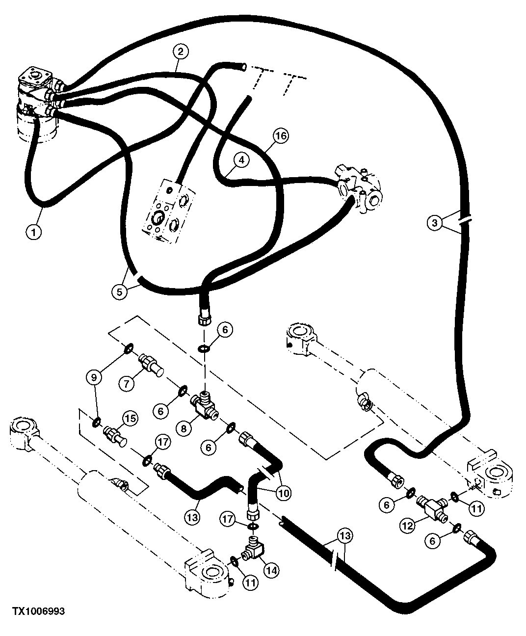 STEERING CYLINDER HYDRAULIC HOSES (S.N. -612710)