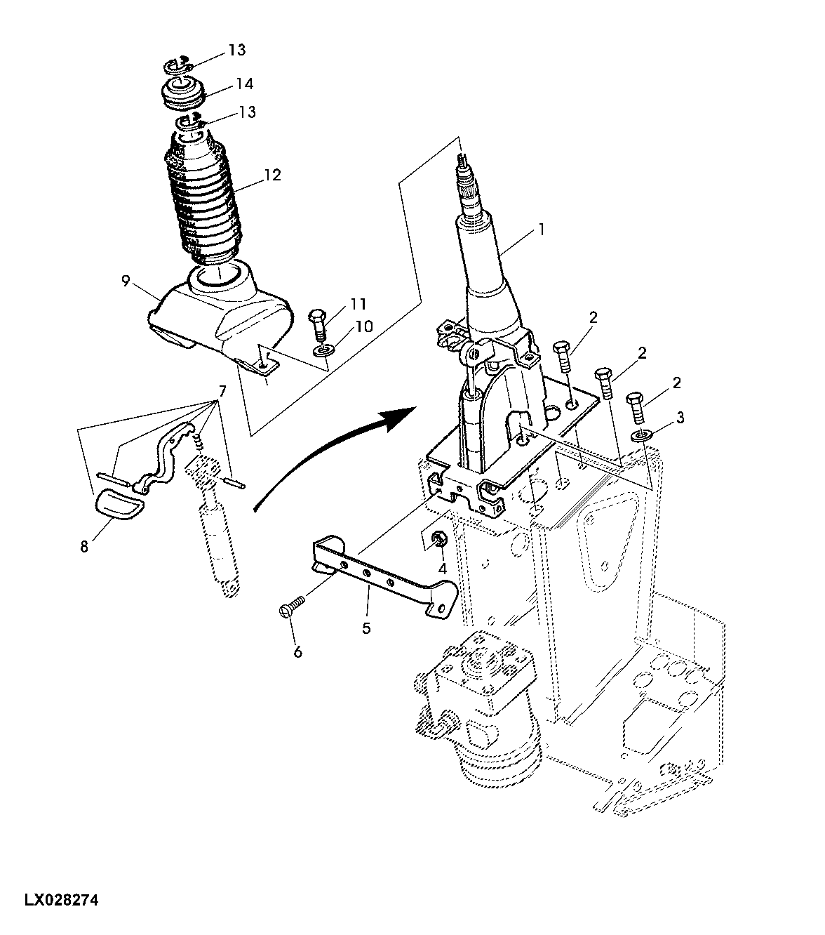 STEERING COLUMN (OPEN OPERATOR'S STATION, STANDARD VERSION)
